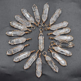20pcs Natural Stone Crystal Pillar Point Wire Pendants