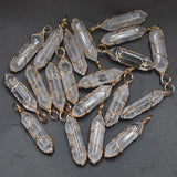 20pcs Natural Stone Crystal Pillar Point Wire Pendants
