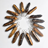 20pcs Tiger Eye Stone Pillar Pendants for Jewelry Making