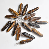 20pcs Tiger Eye Stone Pillar Pendants for Jewelry Making