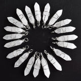 20pcs Natural Crystal Point Iron Wire Pendants Jewelry Making