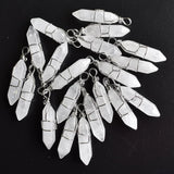 20pcs Natural Crystal Point Iron Wire Pendants Jewelry Making