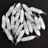 20pcs Natural Crystal Point Iron Wire Pendants Jewelry Making