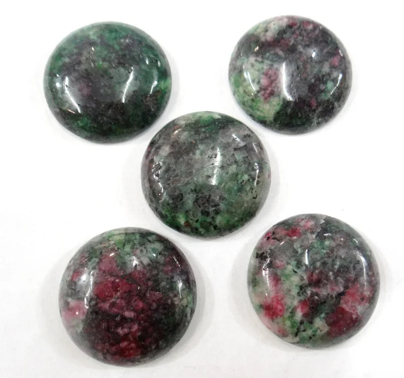 20pcs 25mm Epidote Cabochons Natural Stone Beads for DIY Jewelry Making
