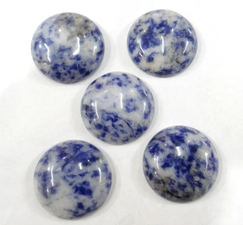 20pcs 25mm Sodalite Cabochons Natural Stone Beads for DIY Jewelry Making