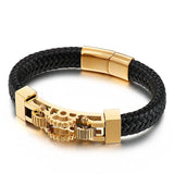 Men's Motorcycle Gear Leather Cord Bracelet