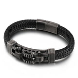 Men's Motorcycle Gear Leather Cord Bracelet