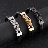 Men's Motorcycle Gear Leather Cord Bracelet