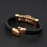 Men's Motorcycle Gear Leather Cord Bracelet