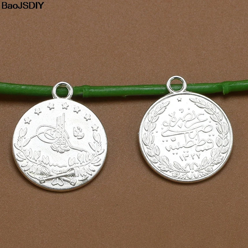22mm Coin Alloy Flat Charms Pendants 10 pieces