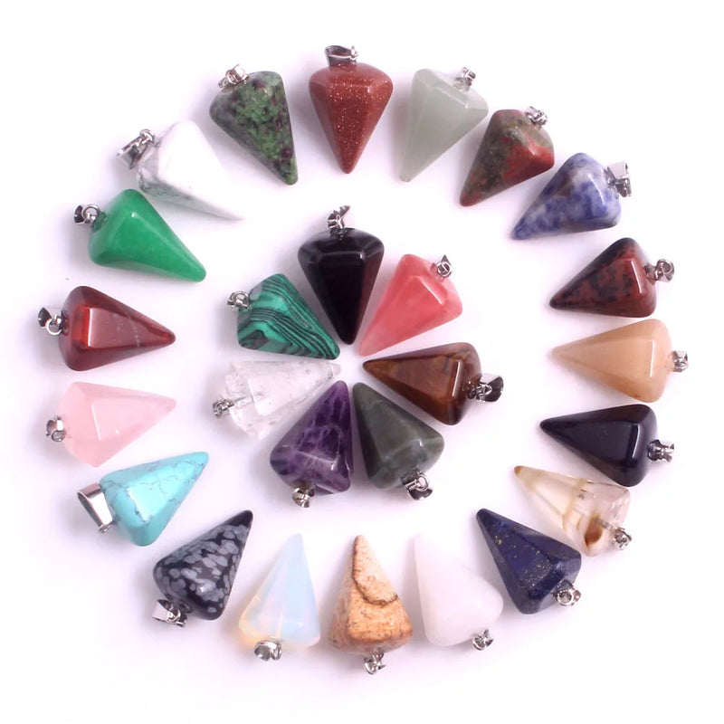 24PC Natural Stone Amethysts Agates Charms Necklace Pendants for Jewelry Making