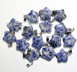 24PCS Natural Stone Pentant Charm Star Necklace Pendants for Jewelry Making
