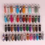 24 Mixed Natural Stone Quartz Point Pendant Chakra Pendulum