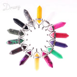 24 Mixed Natural Stone Quartz Point Pendant Chakra Pendulum