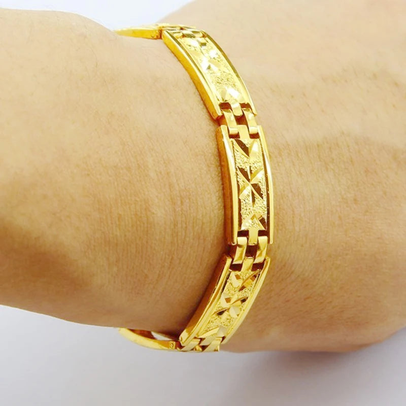 24k Filled 12MM Watch Belt Shape Bracelet for Men Long