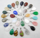 24pcs Unakite Stone Water Drop Shape Pendant for DIY Jewelry Making Charms