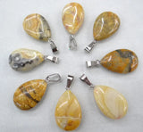 24pcs Unakite Stone Water Drop Shape Pendant for DIY Jewelry Making Charms