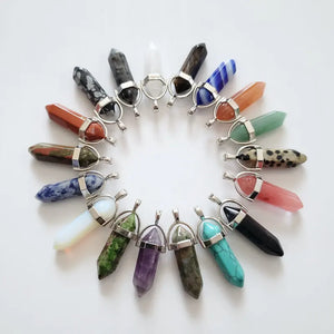 24pcs Natural Stone Crystal Chakra Pendants & Necklaces for Jewelry Making