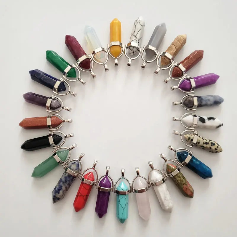 24pcs Natural Stone Crystal Chakra Pendants & Necklaces for Jewelry Making