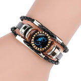 Zodiac Sign Charm Bracelet 12 Constellation Leather Wrap Bangle