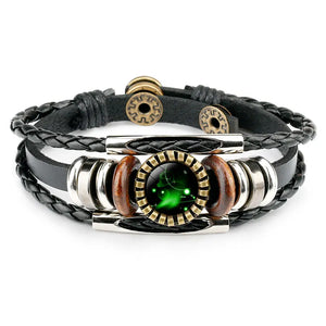 Zodiac Sign Charm Bracelet 12 Constellation Leather Wrap Bangle