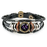 Zodiac Sign Charm Bracelet 12 Constellation Leather Wrap Bangle