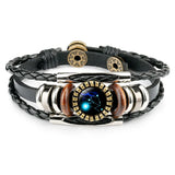 Zodiac Sign Charm Bracelet 12 Constellation Leather Wrap Bangle
