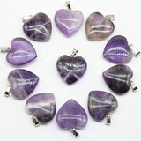 24pcs Amethyst Green Aventurine 20mm Heart Pendants for Diy Necklace