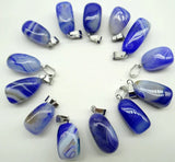 24pcs Stripe Purple Yellow Agate Irregular Beads Pendants Charms