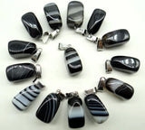 24pcs Stripe Purple Yellow Agate Irregular Beads Pendants Charms