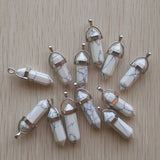 24pcs Natural Stone Bullet Charms Chakra Pendants for Necklace Making