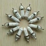 24pcs Natural Stone Bullet Charms Chakra Pendants for Necklace Making