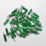 24pcs Natural Stone Mixed Pillar Charms Chakra Pendants & Necklaces