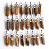 24pcs Natural Stone Mixed Pillar Charms Chakra Pendants & Necklaces