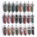 24pcs Natural Stone Mixed Pillar Charms Chakra Pendants & Necklaces