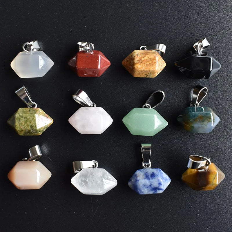 24pcs Natural Stone Pillar Point Charms Pendants Jewelry Making