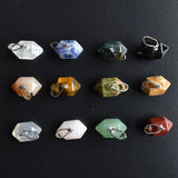24pcs Natural Stone Pillar Point Charms Pendants Jewelry Making