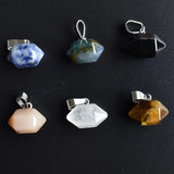 24pcs Natural Stone Pillar Point Charms Pendants Jewelry Making
