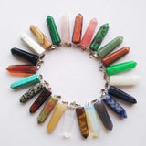 24pcs Natural Stone Pendants Assorted Point Charms Hexagonal Pillar Pendant
