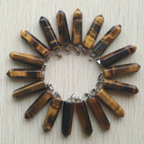 24pcs Natural Stone Pendants Assorted Point Charms Hexagonal Pillar Pendant