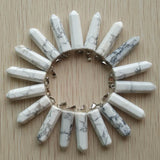 24pcs Natural Stone Pendants Assorted Point Charms Hexagonal Pillar Pendant