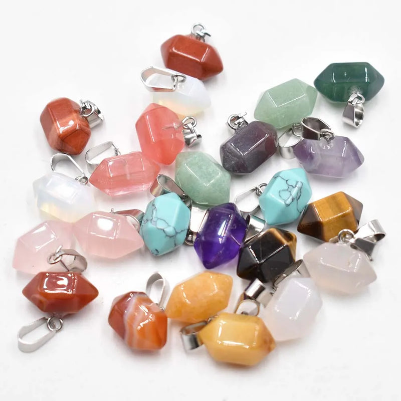 24pcs Mixed Natural Stone Point Charms Pendants for Jewelry Making