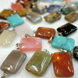 24pcs Natural Stone Square Pendants Pendulum Crystal Sandstone Chakra Beads