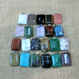 24pcs Natural Stone Square Pendants Pendulum Crystal Sandstone Chakra Beads