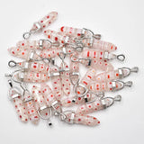 24pcs Colored Glass Flower Hexagonal Column Necklace Pendants