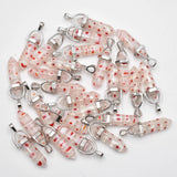 24pcs Colored Glass Flower Hexagonal Column Necklace Pendants