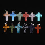 24pcs Green Aventurine Stone Cross Pendants Charm Necklace Jewelry Making