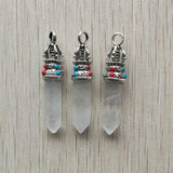 24pcs Natural Crystal Pillar Pendants for Jewelry Making