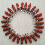 24pcs Red Stone Pillar Point Chakra Charms Pendant for Jewelry Making