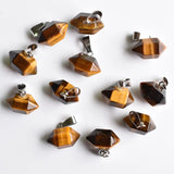 24pcs Natural Tiger Eye Stone Point Pendants for Jewelry Making